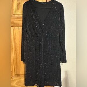 SHEIN Black Sparkle Long Sleeve Dress